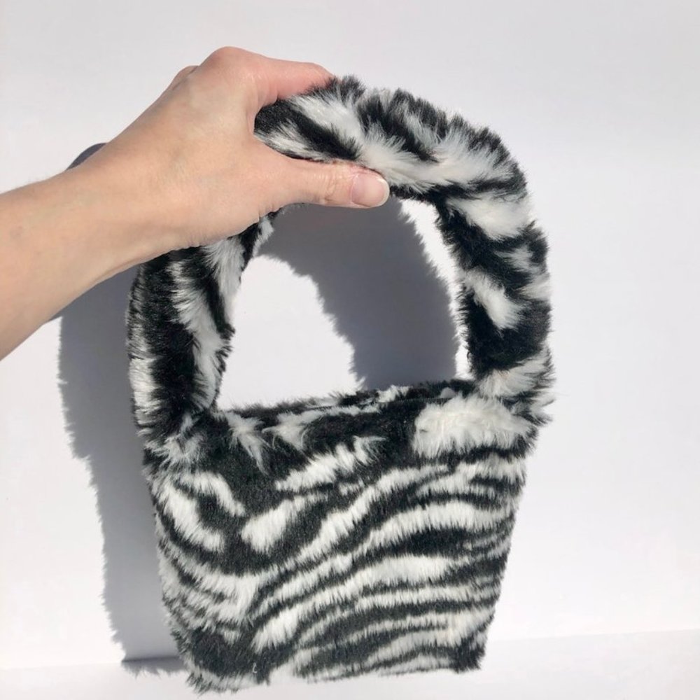 Furry Zebra Print Purse, Zebra Print Bag